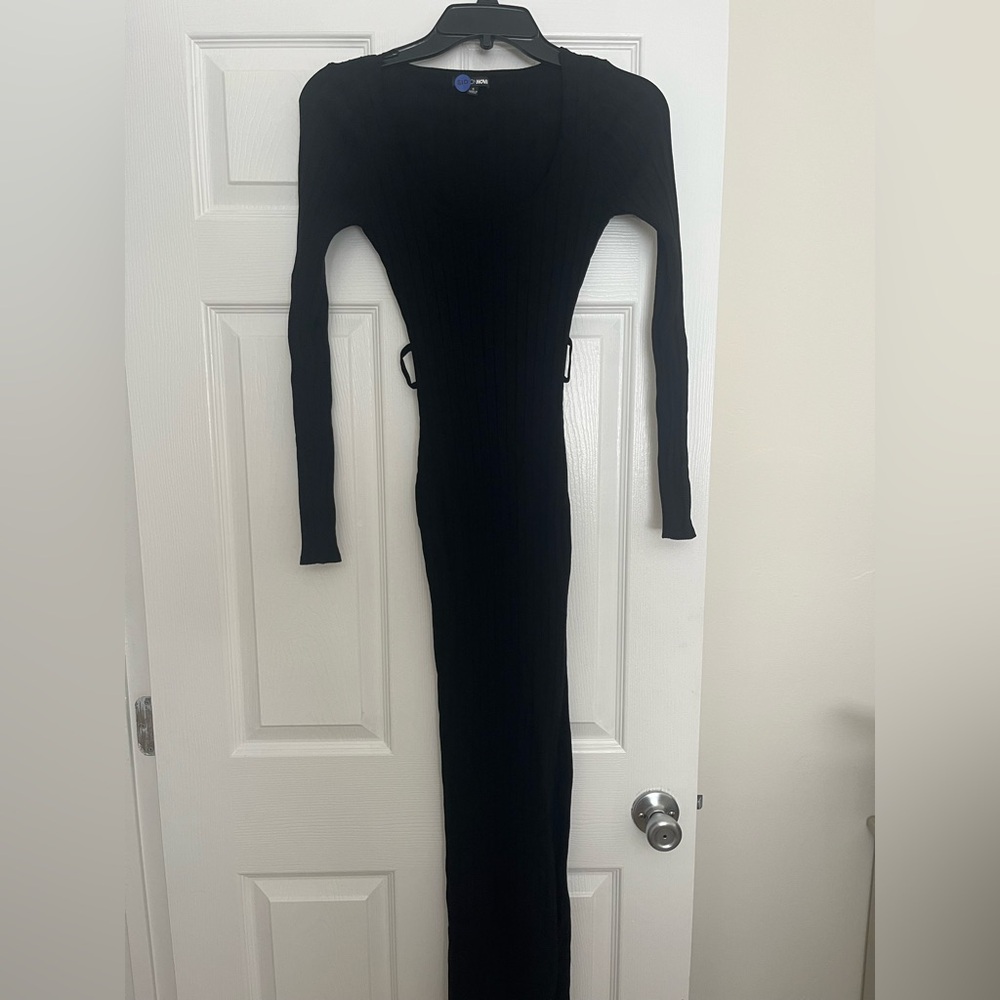 Fashion Nova Sleek Black Long Sleeve Dress